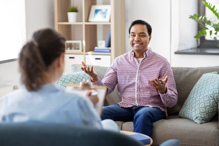 man talking to psychiatrist